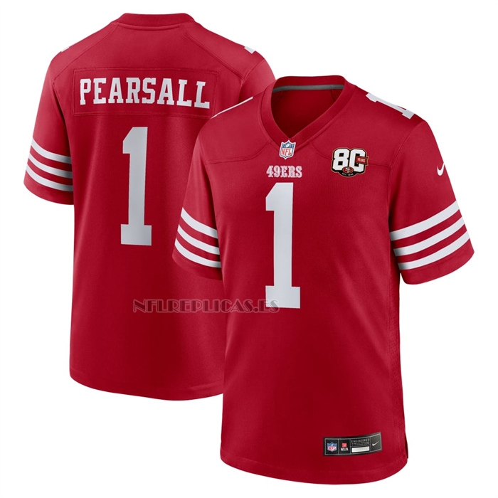 Camiseta NFL Game San Francisco 49ers Ricky Pearsall 80 Aniversario Rojo